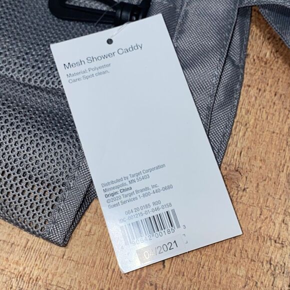 Room Essentials Mesh Shower Caddy Portable Mesh Dorm Travel Tote Organizer,gray - Picture 2 of 5